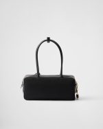 Re-Nylon and Leather Small Top-Handle Bag With Padlock - Image 6